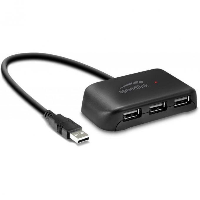 Концентратор Speedlink SNAPPY EVO USB Hub, 4-port, USB 2.0, Passive, Black SL-140004-BK