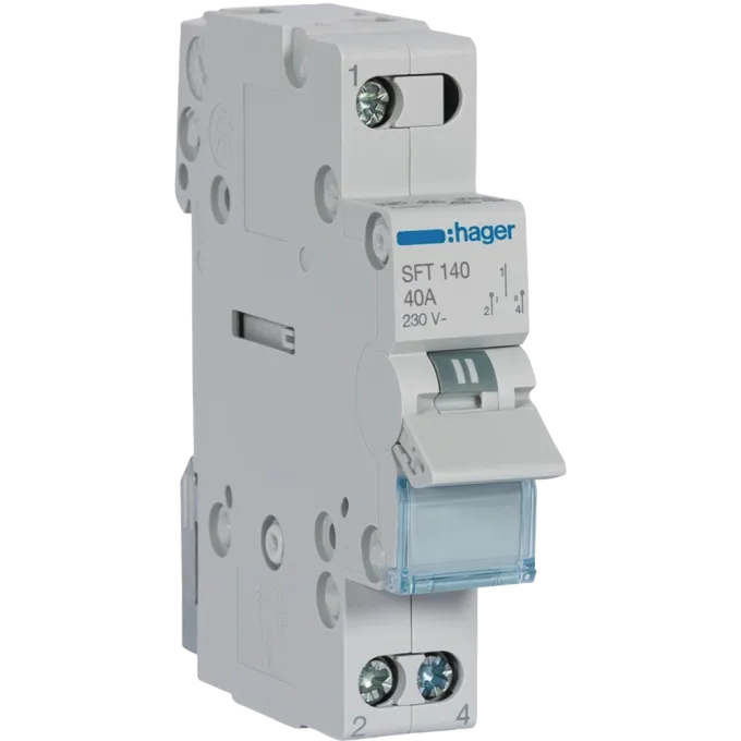 Hager SFT140 I-0-II с общим выходом сверху, 1-пол., 40А/230В