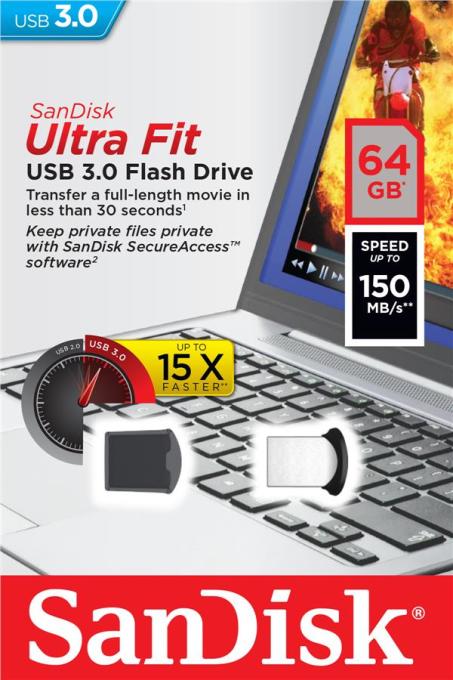 USB флеш накопитель SANDISK 64GB Ultra Fit USB 3.0 SDCZ43-064G-GAM46