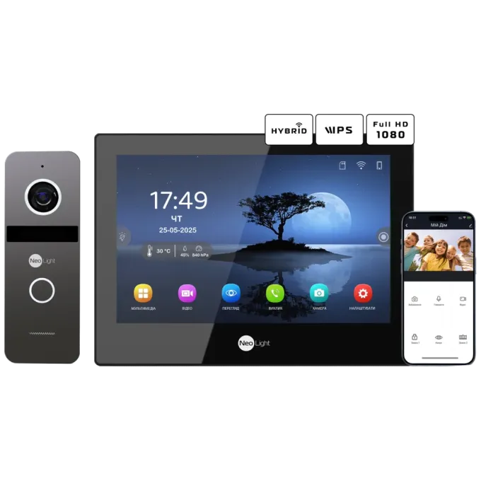 Neolight ALPHA Hybrid Black + SOLO IP Graphite с уголком, PoE адаптер для вызовной панели