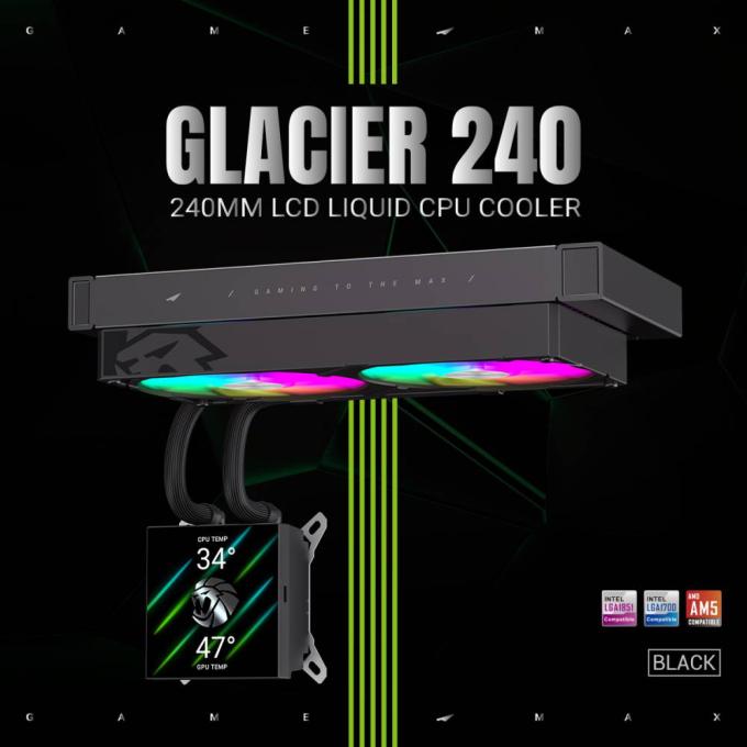 GAMEMAX GLACIER 240 LCD BK