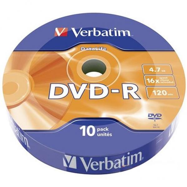 Диск DVD Verbatim 4.7Gb 16X Spindle Wrap box 10шт DATA LIFE 43839