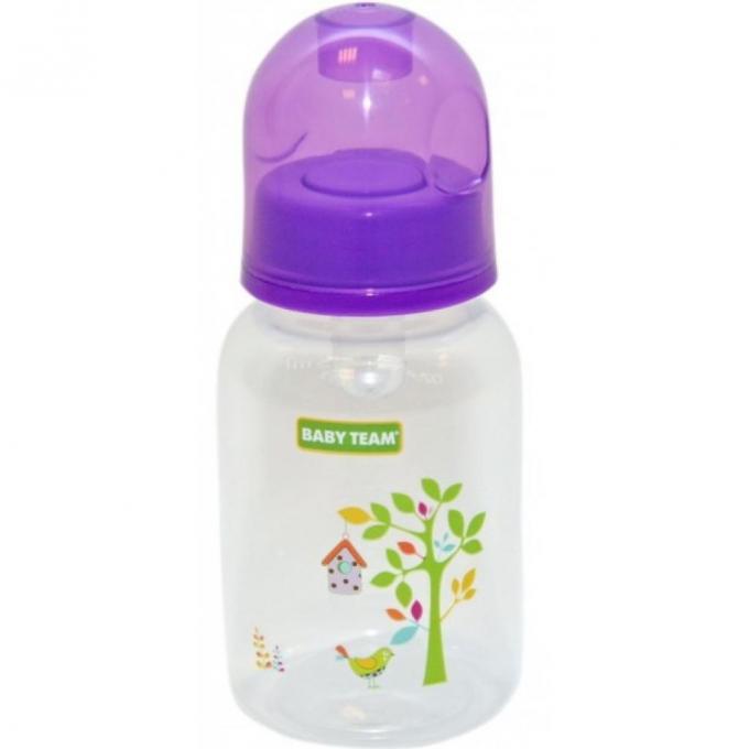 Бутылочка для кормления Baby Team с силиконовой соской, 125 мл 0+ фиол 1400_фиолетовый
