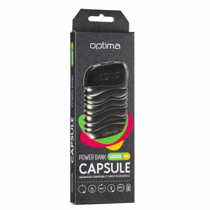 Батарея универсальная Optima Capsule 6000mAh Black 65093