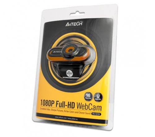 Веб камера Full-HD, USB 2.0 A4 Tech PK-920H-2 (Black+Orange)