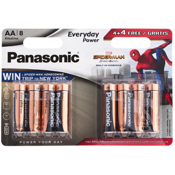 Батарейка PANASONIC AA LR06 Everyday Power Alkaline Spider Man * 8 LR6REE/8B4FSM