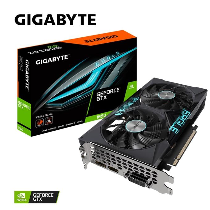 Видеокарта GIGABYTE GeForce GTX1650 4GB DDR6 128bit DP-HDMI-DVI EAGLE OC GV-N1656EAGLEOC-4GD