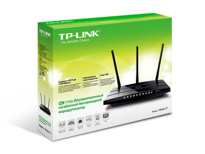 Интернет-шлюз TP-Link Archer C7 802.11ac AC1750 1x1GE WAN, 4x1GE LAN, 2xUSB2.0 ARCHER-C7