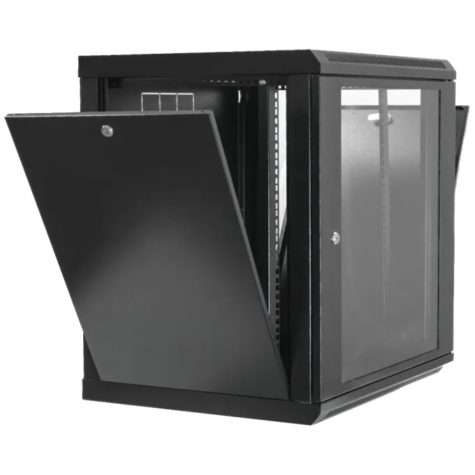 Шкаф 19"12U, 600х600х640мм акриловое стекло, черная 19"12U, 600х600х640мм акрилове скло, чорна