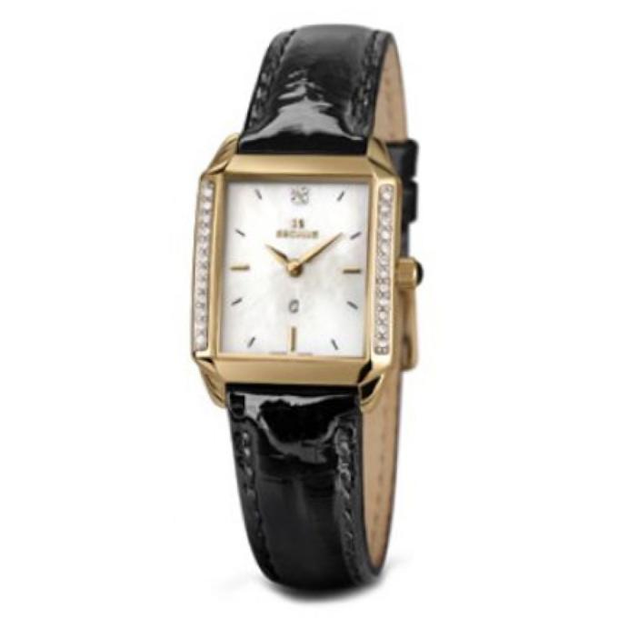 Seculus 1676.2.762 mop, pvd swarovski stones, blk leather
