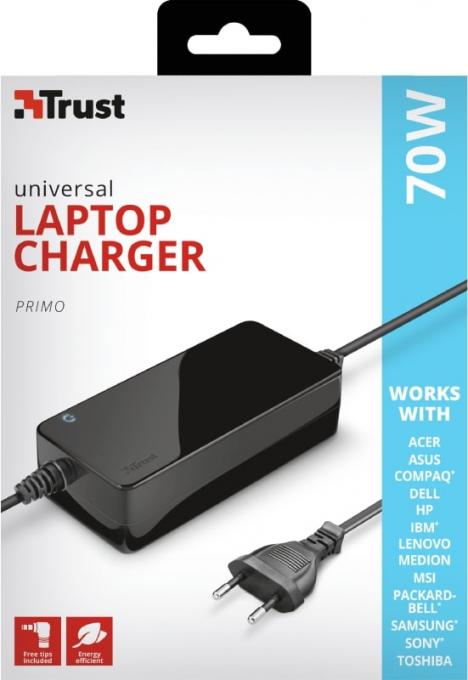 Адаптер питания Trust 70W Primo Laptop Charger Black