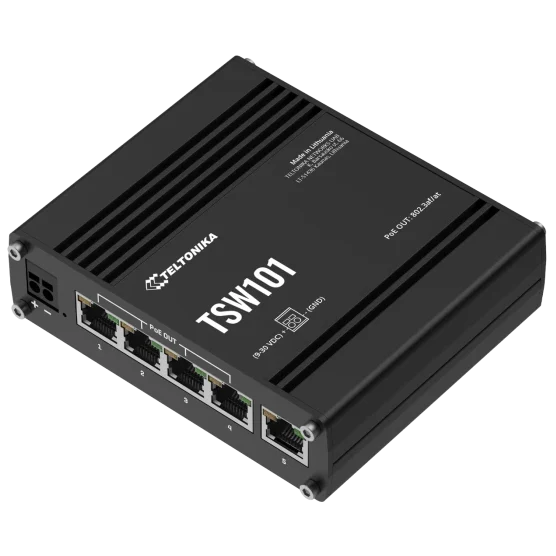 Teltonika TSW101 POE+ для использования в транспорте