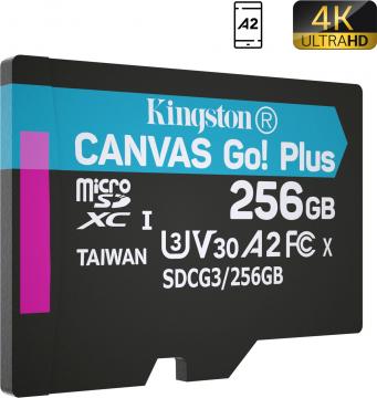 Kingston 256GB microSDXC class 10 A2 U3 V30 Canvas Go Plus