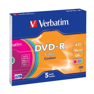 Verbatim 4.7Gb 16X Slim case 5 шт Color