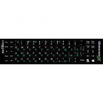 Grand-X 68 keys Cyrillic green, Latin white