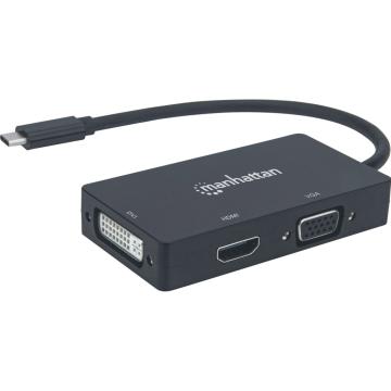 Intracom USB3.1 Type-C to HDMI/DVI-I/VGA Black Manhattan