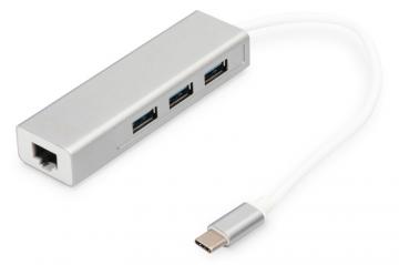 DIGITUS USB-C - USB 3.0 3 Port Hub + Gigabit Ethernet