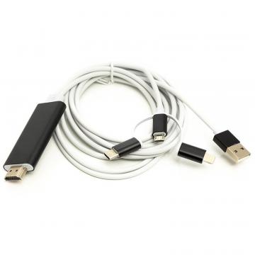 PowerPlant HDMI (M) to Lightning, Type-C, mirco USB 1.0m