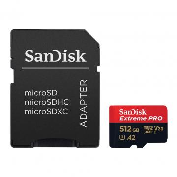 SANDISK 512 GB microSDXC UHS-I U3 Extreme Pro+SD Adapter