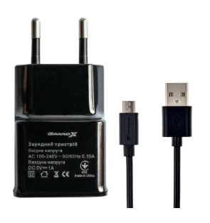Grand-X CH-765UMB (5V/1A + DC cable Micro USB 1m) Black