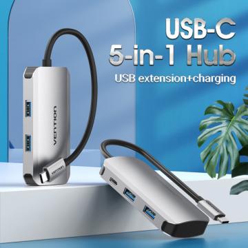 Vention USB3.1 Type-C --> USB 3.0x4/PD 100W Hub 5-in-1